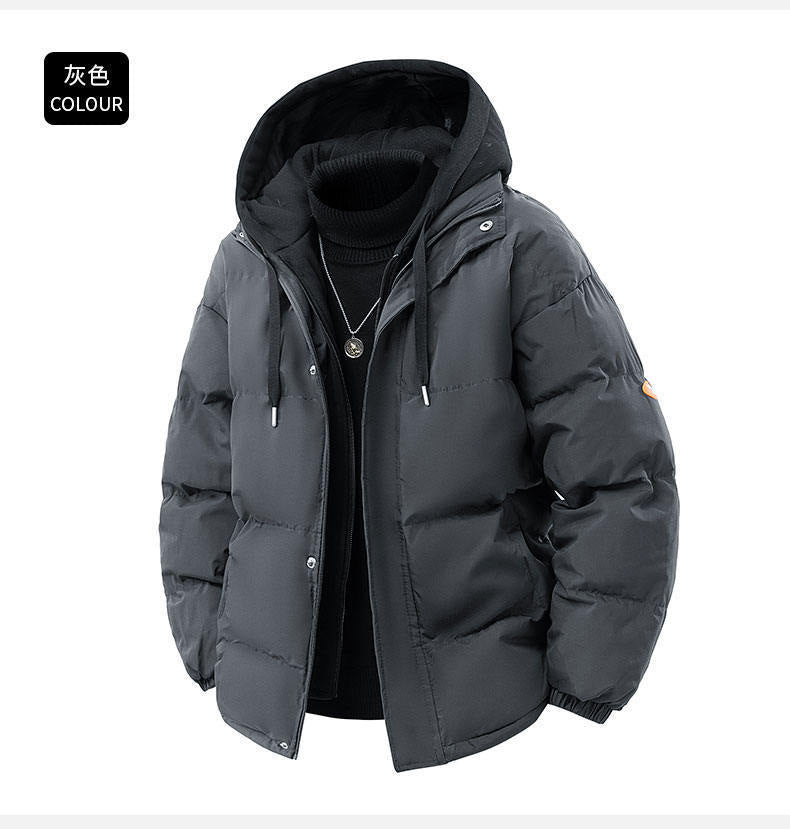 Cross-Border Winter Fake Two-Piece Men's Cotton Coat Trendy Casual Men's Thickened Cotton Coat Loose Couple Cotton Jacket Jacket for Men
