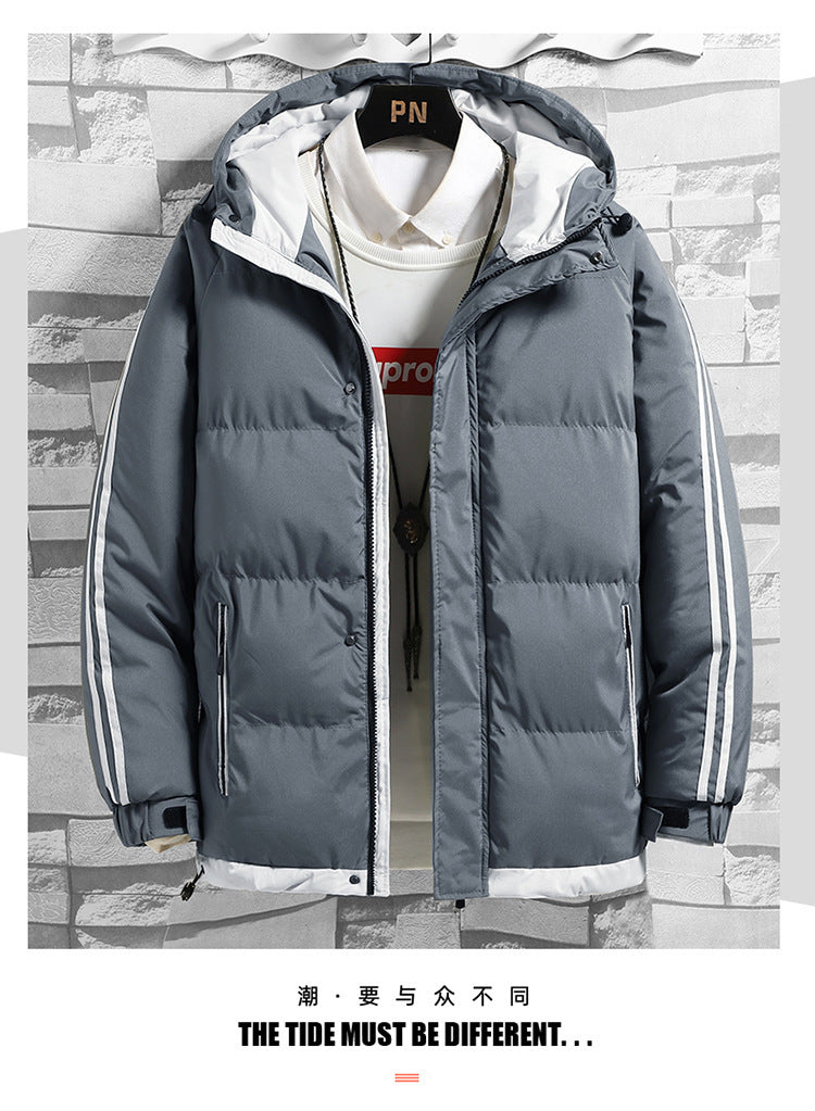 Cross-border New Winter Down Cotton-padded Jacket Young and Middle-aged Men's Thickened Warm Cotton-padded Jacket Hooded Cotton-padded Jacket Men's Clothing