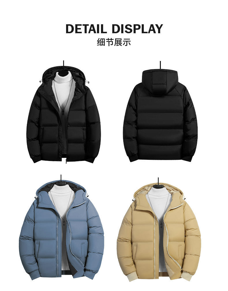 Cross-Border Men's Thickened Cotton Jacket with Hood, Loose Fit, Warm, Versatile, Casual, Cold-Proof Men's Cotton Coat, Trendy Sports Jacket