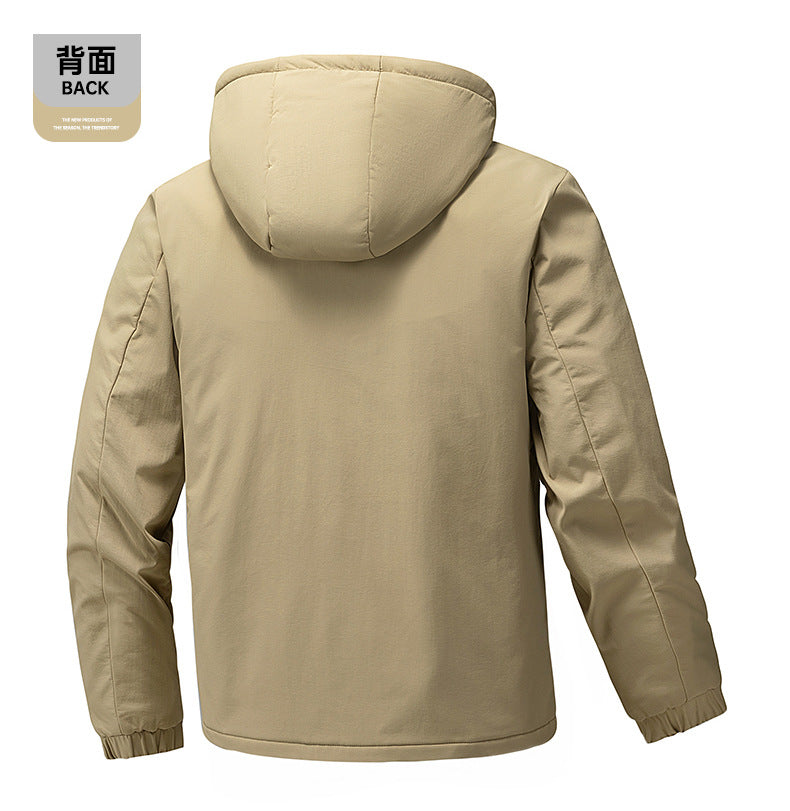 Cross-Border Graphene Cotton Jacket for Men in Autumn and Winter with Detachable Hood, Casual Velvet Thickened Warm Cotton Jacket, Jacket