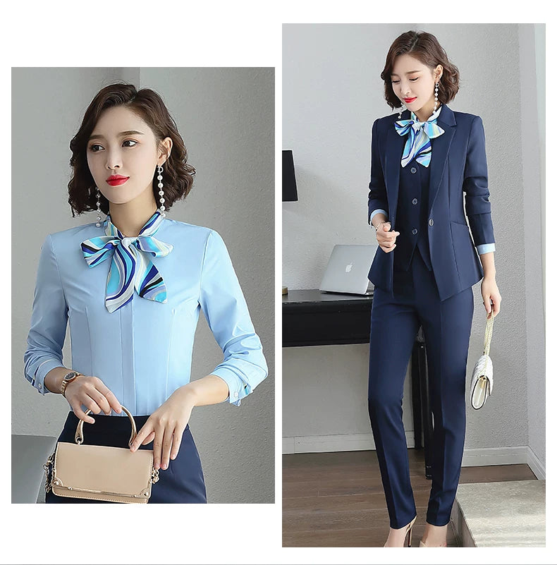 Three-piece suit overalls manager interview formal attire front desk beauty salon business attire bank mobile vest uniform