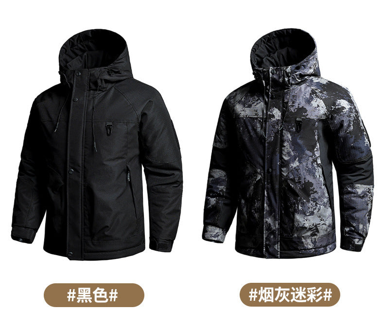 Autumn and Winter Tactical Camouflage Cotton Jacket Men's Cotton Jacket Jacket Cotton Jacket Hooded Jacket Thickeneded Work Clothes Outdoor