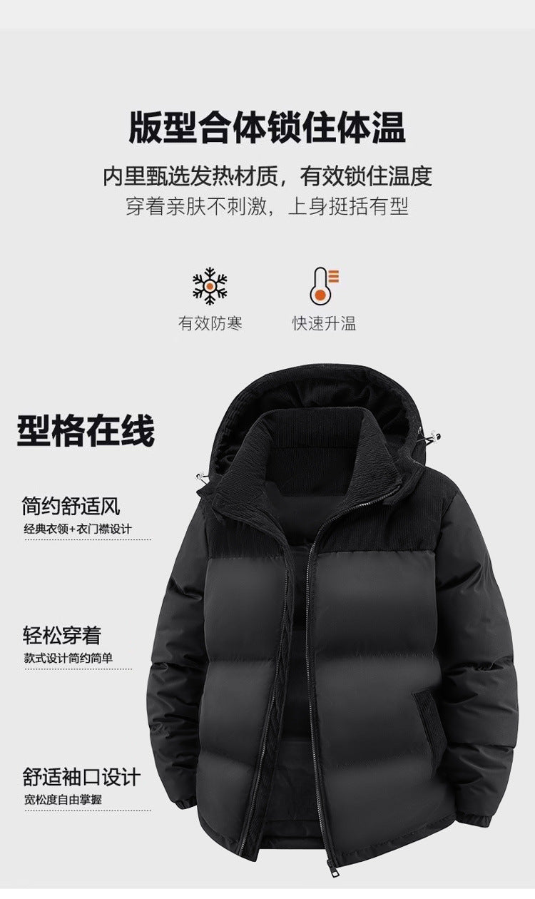 Cross-Border Large Size Hot-Selling Hooded Removable Couple High-Quality Cotton Clothing Autumn and Winter Thickened Cotton Windproof and Warm Cotton Clothing