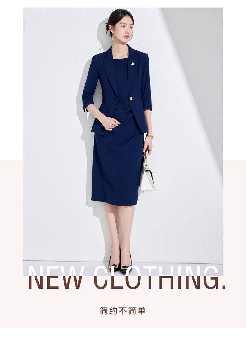 Pink High-End Three-Quarter Sleeve Blazer Women's Pants Dress Business Attire Two-Piece Suit High-End Elegant Trendy