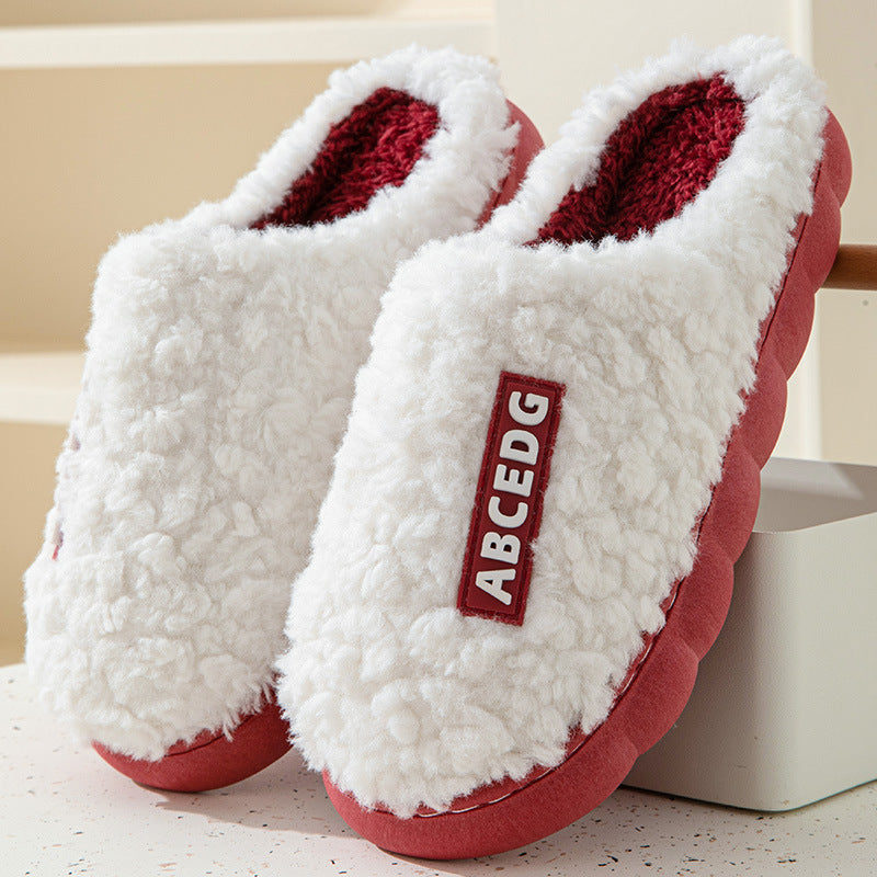 Winter Cotton Slippers Women's Thick Bottom Indoor Home Warm Comfortable fleece-lined Household Non-Slip Couple Mao Slippers for Men