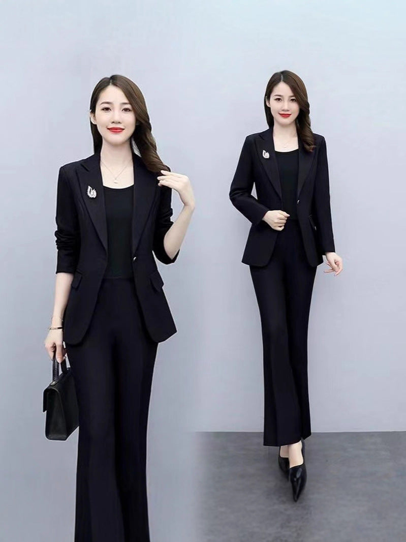 This Year's Hot Spring Style New Slim Fit Professional Fashion Bootcut Pants Women's Two-Piece Suit