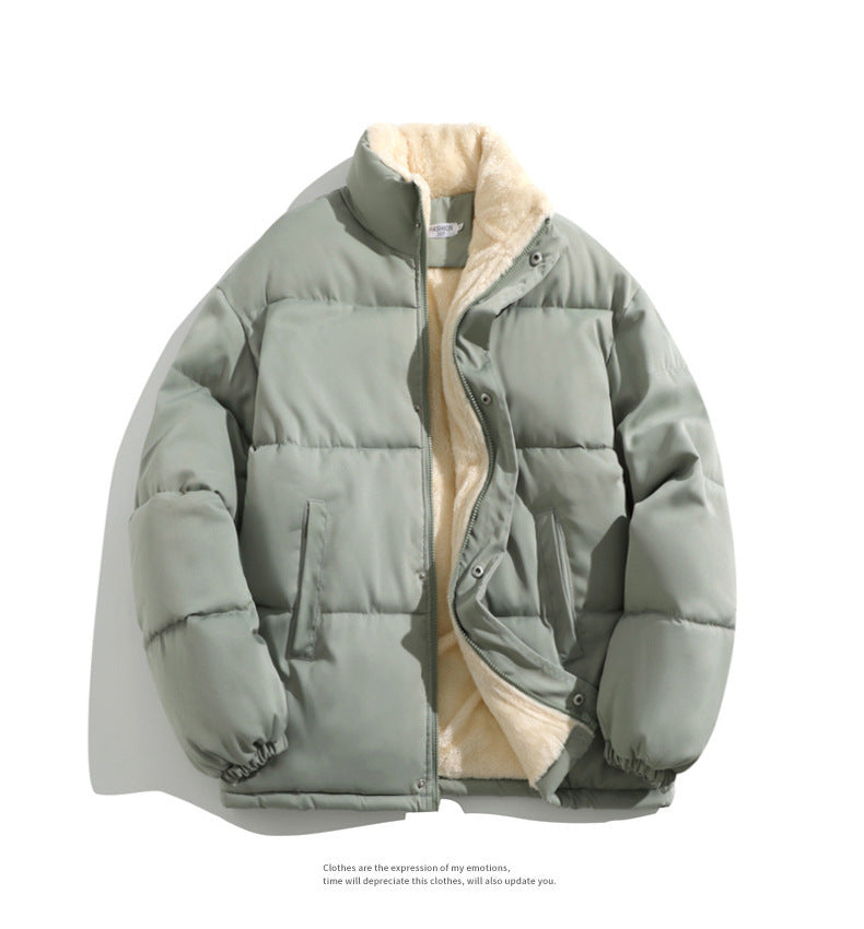 Cross-border Winter New Men's Loose Collar fleece-lined Cotton-padded Clothes Korean Style Youth Fashion Trendy Casual Cotton-padded Jacket
