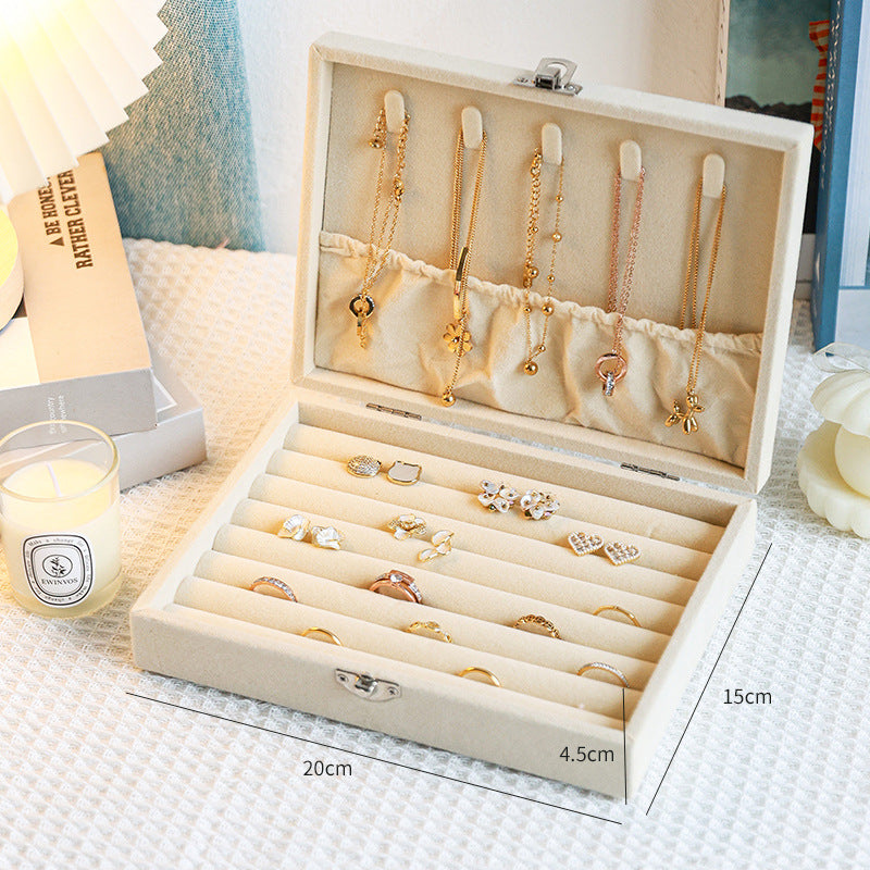 Flannel Jewelry Storage Box Dustproof High-grade Large Capacity Jewelry Box Earrings Bracelet Necklace Storage Display Jewelry Box
