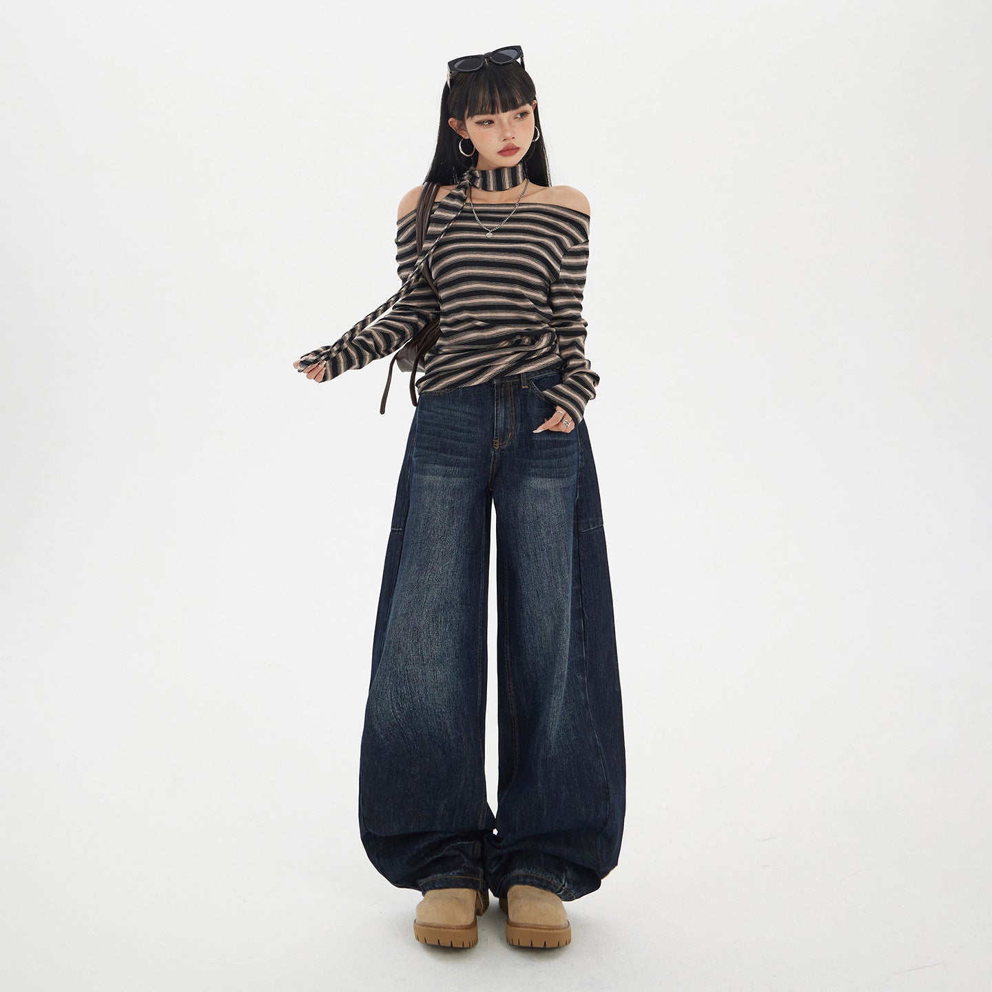 Yc & American Retro Loose Wide-Leg Pants Autumn and Winter Versatile Scimitar Pants Drapey Sickle Jeans Women's New Style