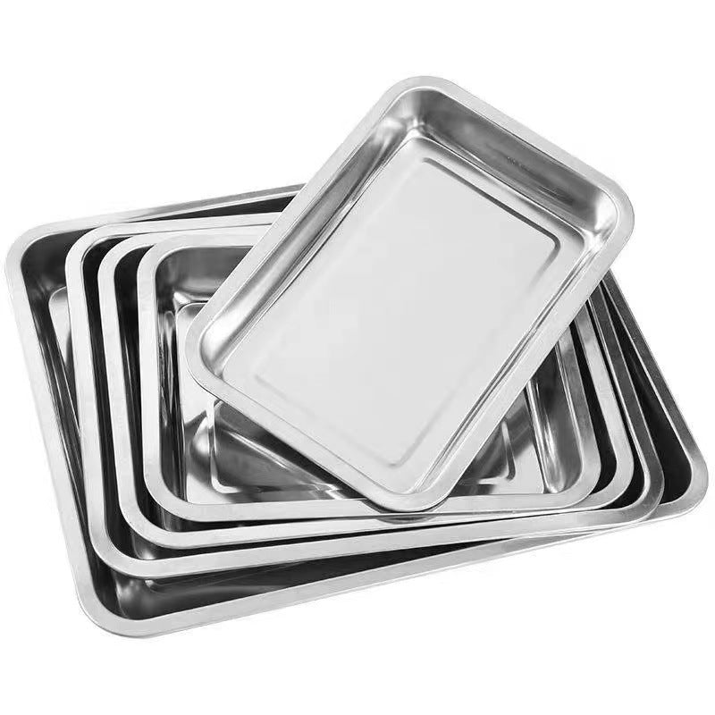 Stainless Steel 304 Square Tray with Magnetic Properties, Rectangular Tray Without Magnetic Plate, Steamed Cake and Rice Roll Tray, Oven Baking Tray, Steamed Rice Tray