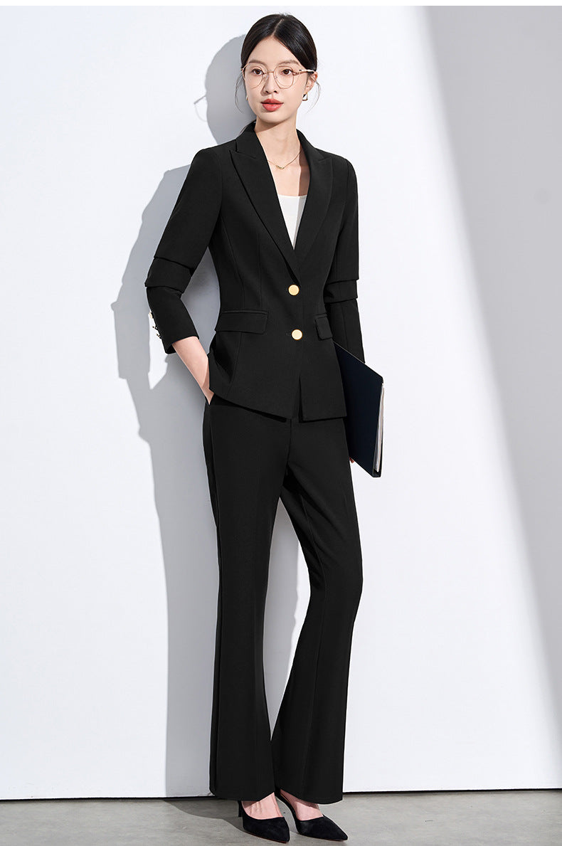 Cross-Border Beige Suit Set for Women, New Versatile Fashion High-End Professional Attire for Petite Figures, Formal Occasion Blazer