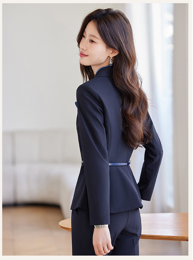 Cross-Border Flight Attendant Professional Suit Set for Women, Announcer, Art Exam Host, Formal Attire, Front Desk Receptionist, Beauty Salon Work Uniform