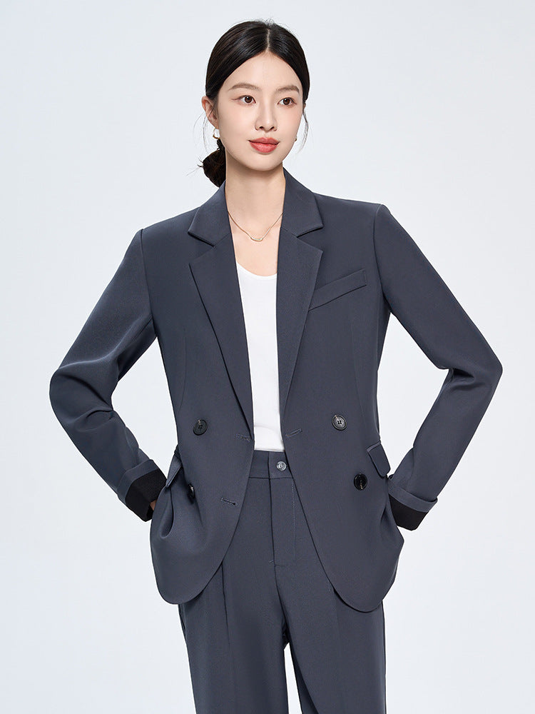 Cross-Border Gray Blazer for Women, New Spring and Autumn Style, Professional Formal Wear, Light Workplace Workwear, High-End Suit Set