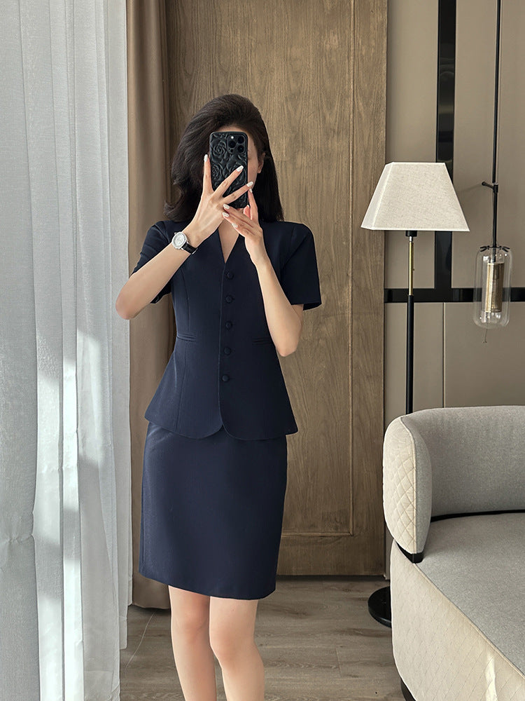 Short-Sleeved Suit Women's Summer Thin Business Attire Jewelry Store Gold Store Sales Workwear Hotel Front Desk Workwear