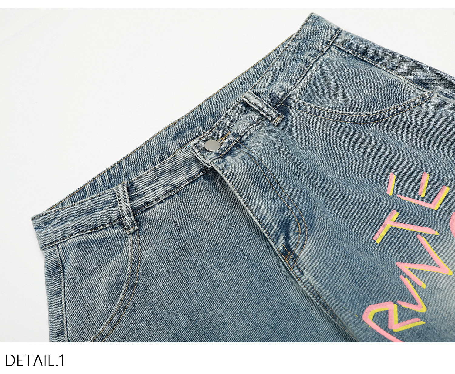 American Retro Niche Graffiti Washed Jeans for Women 2025 New Loose Straight High-Waisted Street Casual Pants