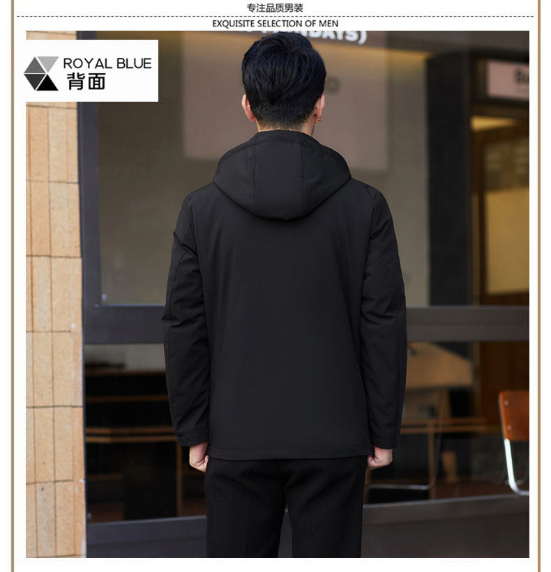 2024 Autumn and Winter Men's Thickened Warm Jacket for Middle-aged and Elderly Dads with Lapel Casual Detachable Liner Cotton-padded Jacket
