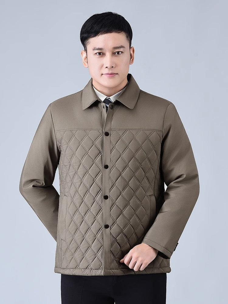 Dad's Winter Outwear, Cotton-Padded Outwear, Middle-Aged and Elderly Men's Cotton-Padded Thickeneded Cotton-Padded Jacket, Autumn and Winter Grandpa's Stand-Up Collar Top