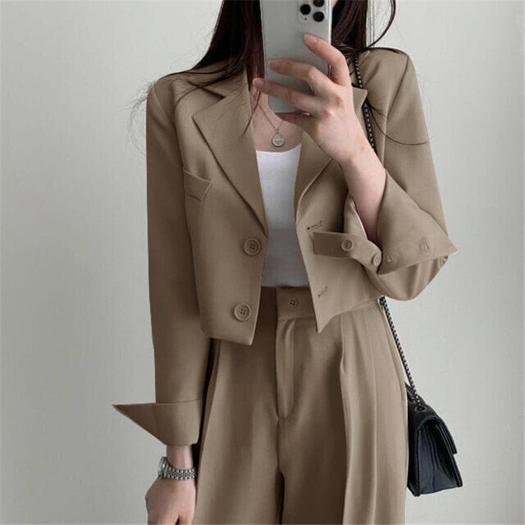 Autumn 2022 New khaki Small Suit Jacket Women's High Sense Small Temperament Commuter Suit suit