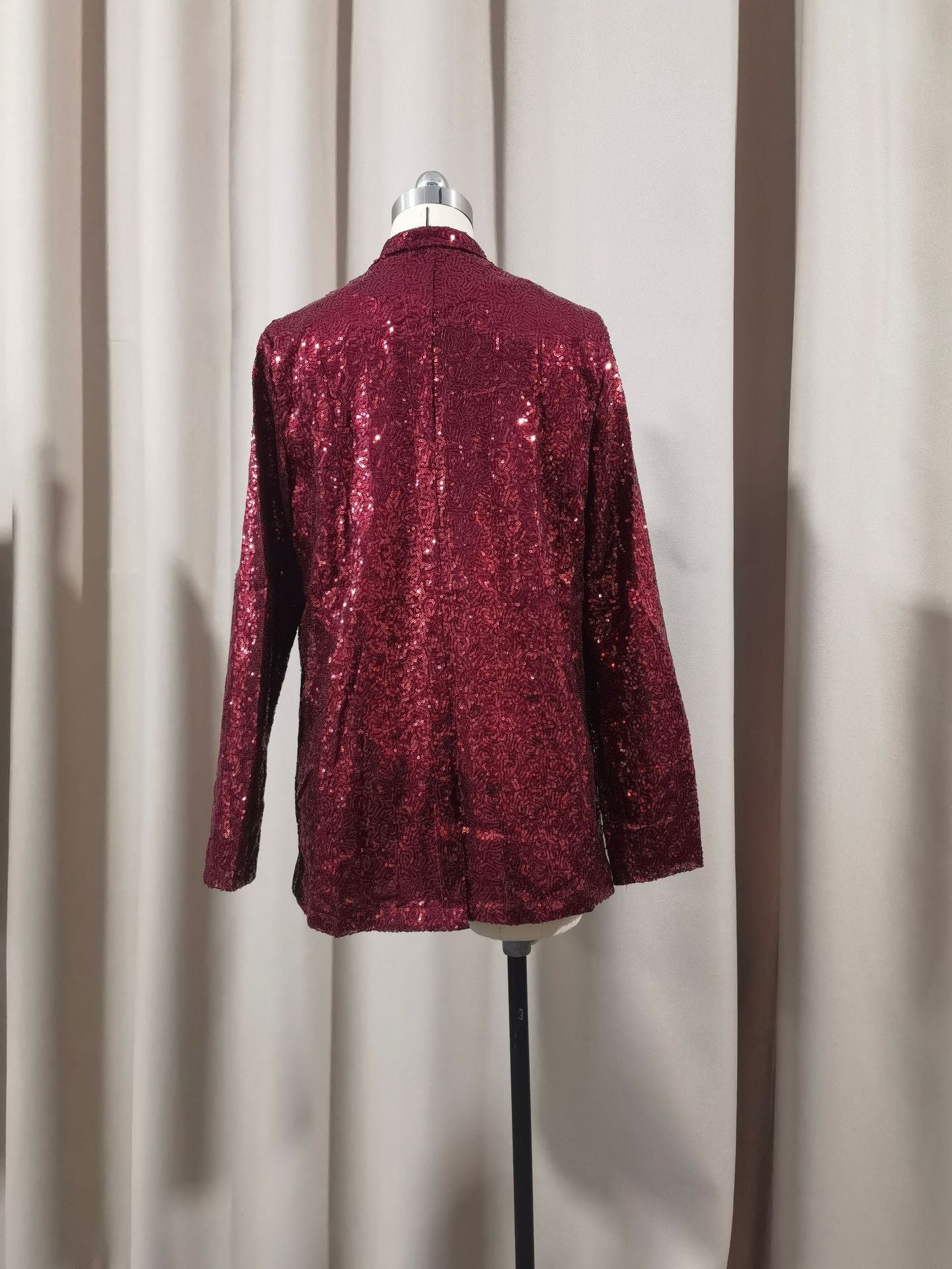 European and American Amazon Cross-border New Commuter Style Solid Color Cardigan Suit Collar Long Sleeve Casual Sequin Suit Jacket Women