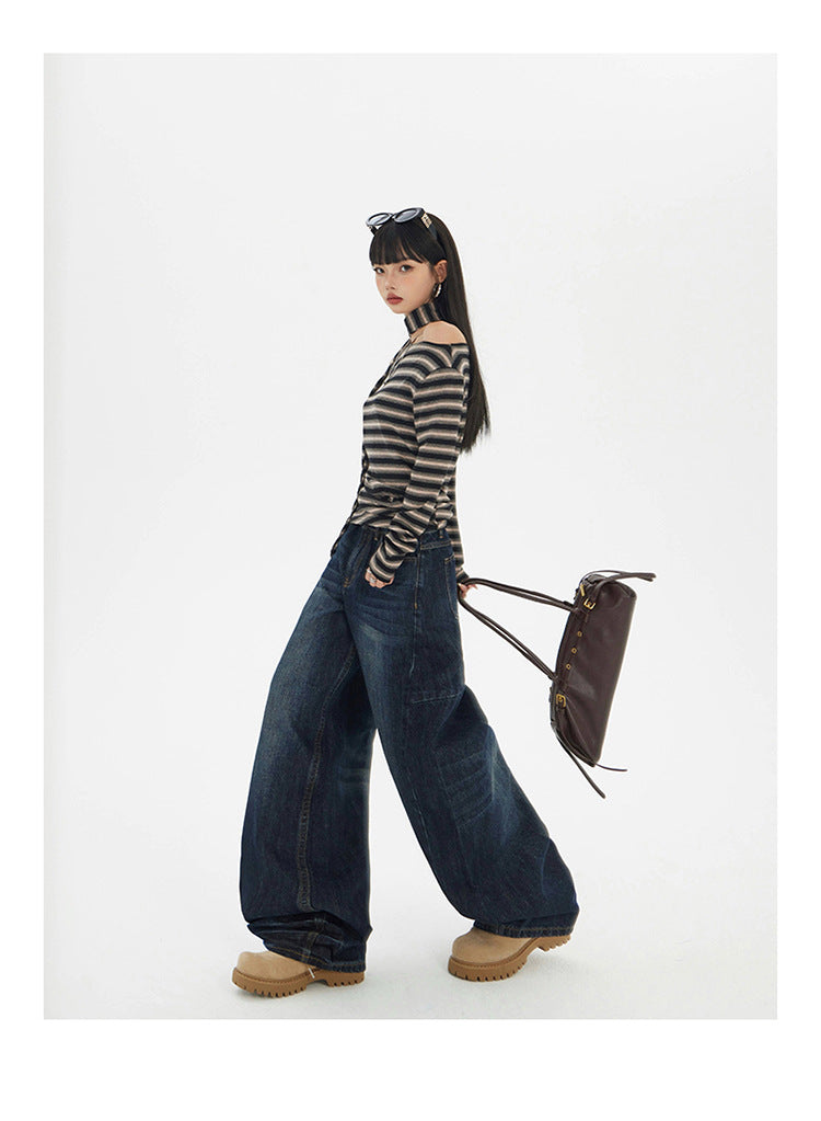 Yc & American Retro Loose Wide-Leg Pants Autumn and Winter Versatile Scimitar Pants Drapey Sickle Jeans Women's New Style