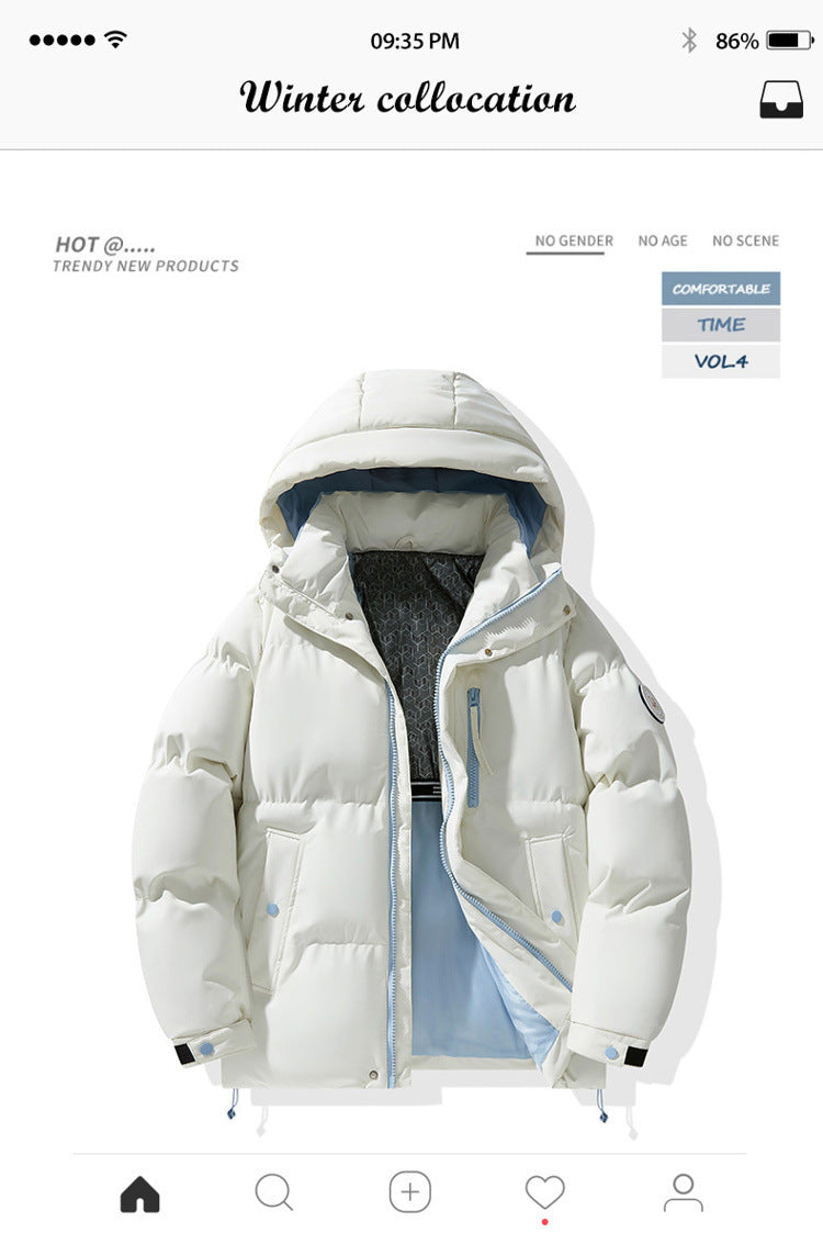 Autumn and Winter New Graphene Cotton Coat, Warm Couple's Same Style Hooded Cotton Jacket, Thickened Winter Coat