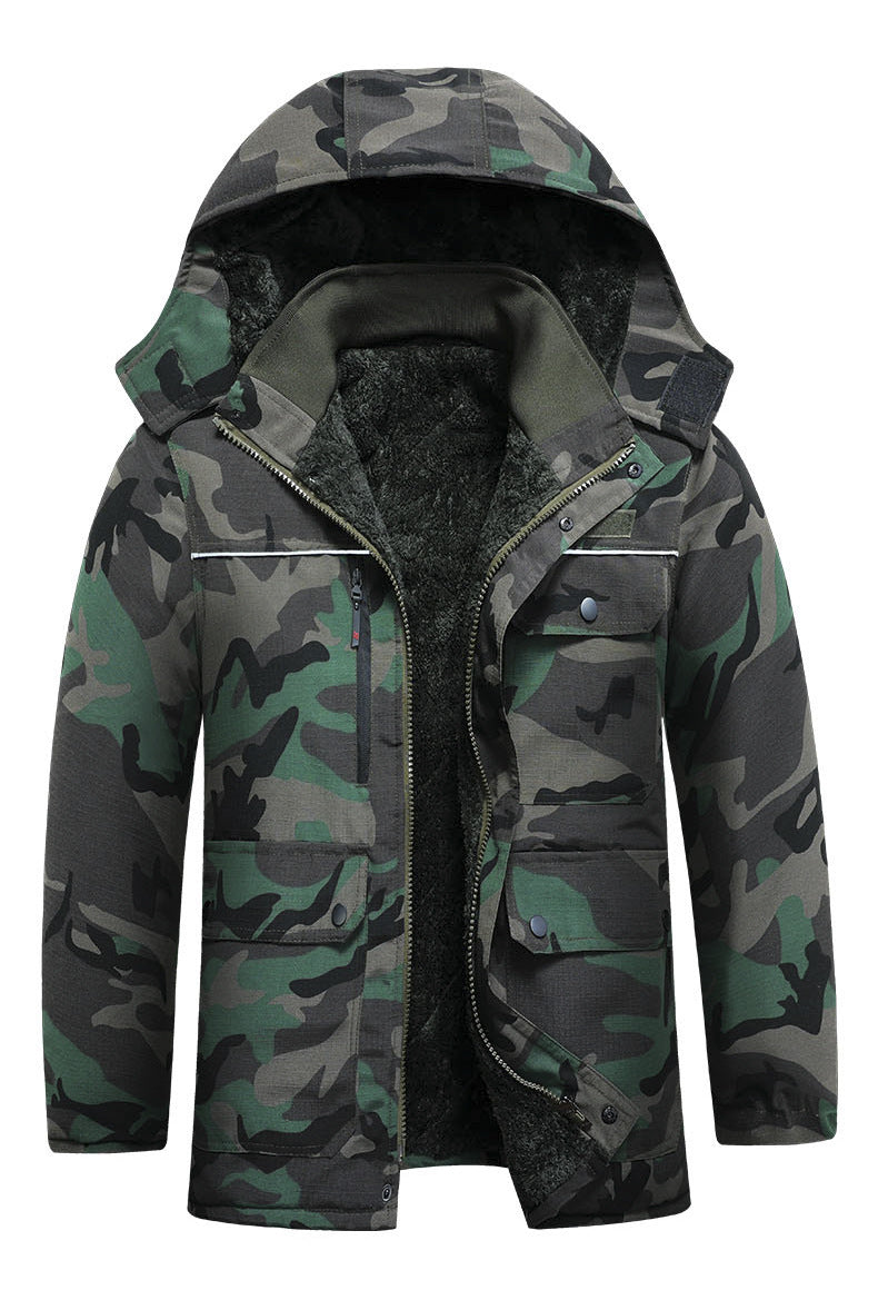 Winter Workwear Thickened Cotton Coat with Fleece, Cold-Resistant, Warm for Cold Storage, Northeast Waterproof, with Hood, Wear-Resistant Large Cotton Jacket