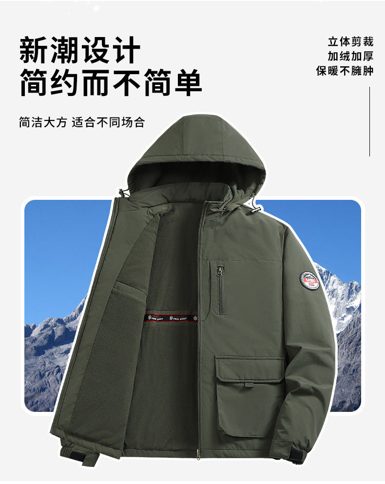 Cross-Border [M-8Xl] Cross-Border Large Size Men's Jacket Autumn and Winter New Casual Middle-Aged Men's Jacket Fleece-Lined