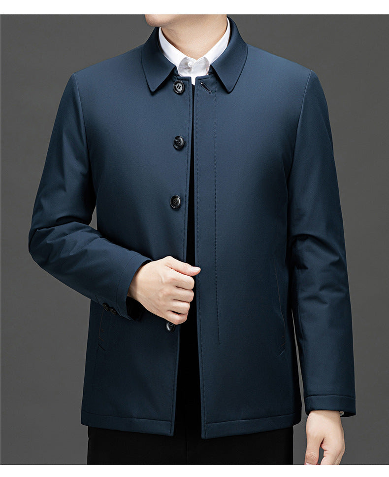Pastoral Bird Jacket Cotton Coat Coat Winter Middle-aged and Elderly Men's Lapel Business Casual Lightweight Warm Silk Cotton Coat