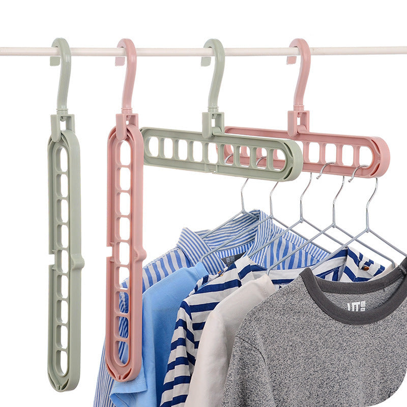 Multifunctional Magic Hanger, Foldable with Nine Holes, Space-Saving for Home Use, Suitable for Wardrobes, Closets, Dormitories, and Rotatable Storage Hanger