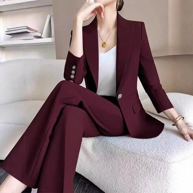 Fashionable Ancora Red Suit Suit Women's 2025 Autumn New Commuting Professional Work Clothes Slim Suit Two-Piece Set