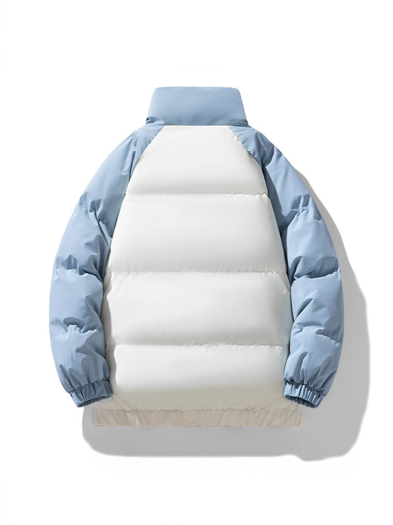Korean Style Color-Blocking Stand-Collar Cotton Jacket for Women, Winter 2026 New Casual Thickened Warm Puffer Jacket