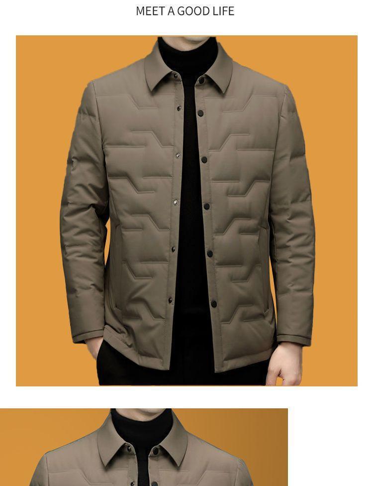 Middle-Aged Men's Autumn and Winter Lapel Jacket, Dad's Cotton Coat, Thickened Warm Cotton-Padded Jacket, Men's Winter Cotton Coat