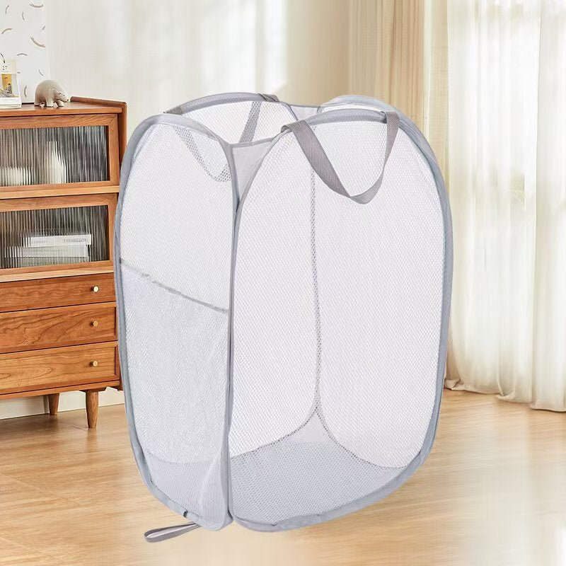 Dirty Clothes Basket, Foldable Large-Capacity Household Mesh Laundry Basket, Bathroom Storage Basket for Dirty Clothes