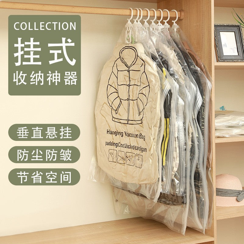Hanging down Jacket Clothing Storage Bag Vacuum Hanging Clothes Bag Vacuum Compression Bag Hook-Type Clothing Dust Bag