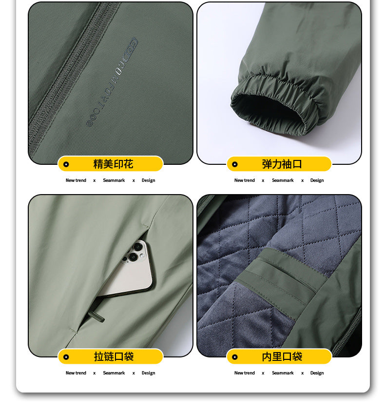 2024 Autumn and Winter New Cross-Border Men's Cotton Jacket Large Size Comfortable Fleece-Lined Warm Coat with Detachable Hood