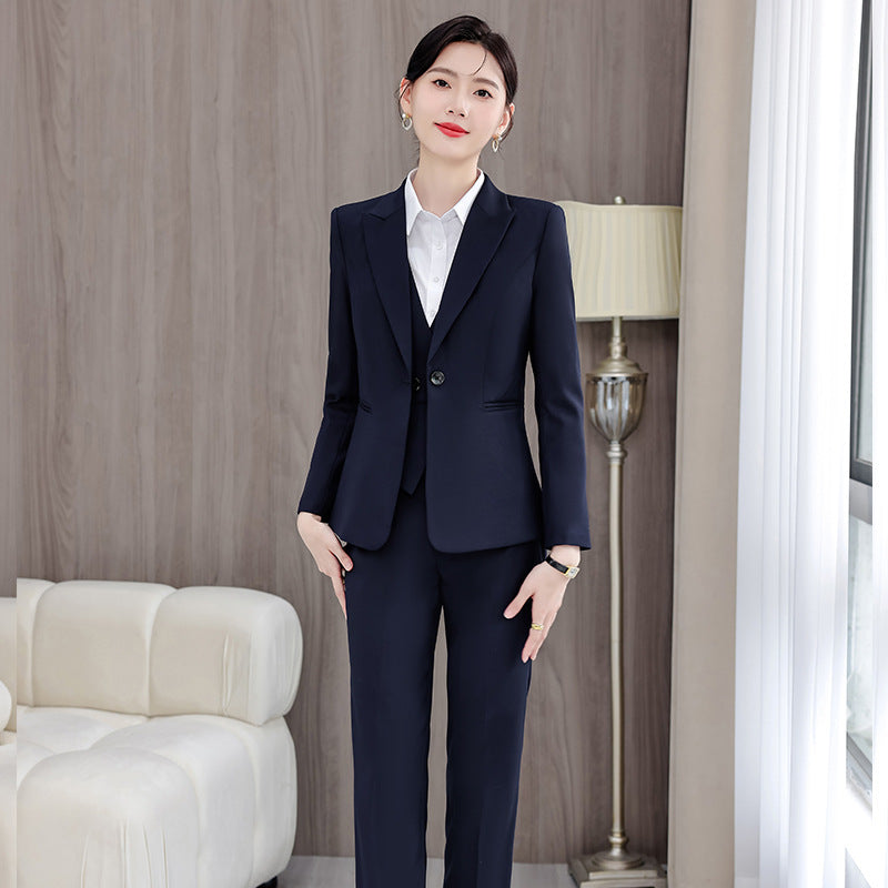 Gray Suit Women's Professional Suit Spring and Autumn Hotel Workwear Elegant Interview Formal Wear Plus Size Workwear