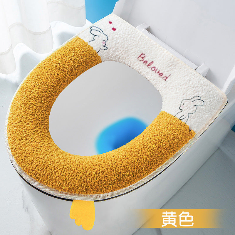 Household toilet cover portable zipper toilet seat cushion winter plush toilet seat cover waterproof thickened toilet mat