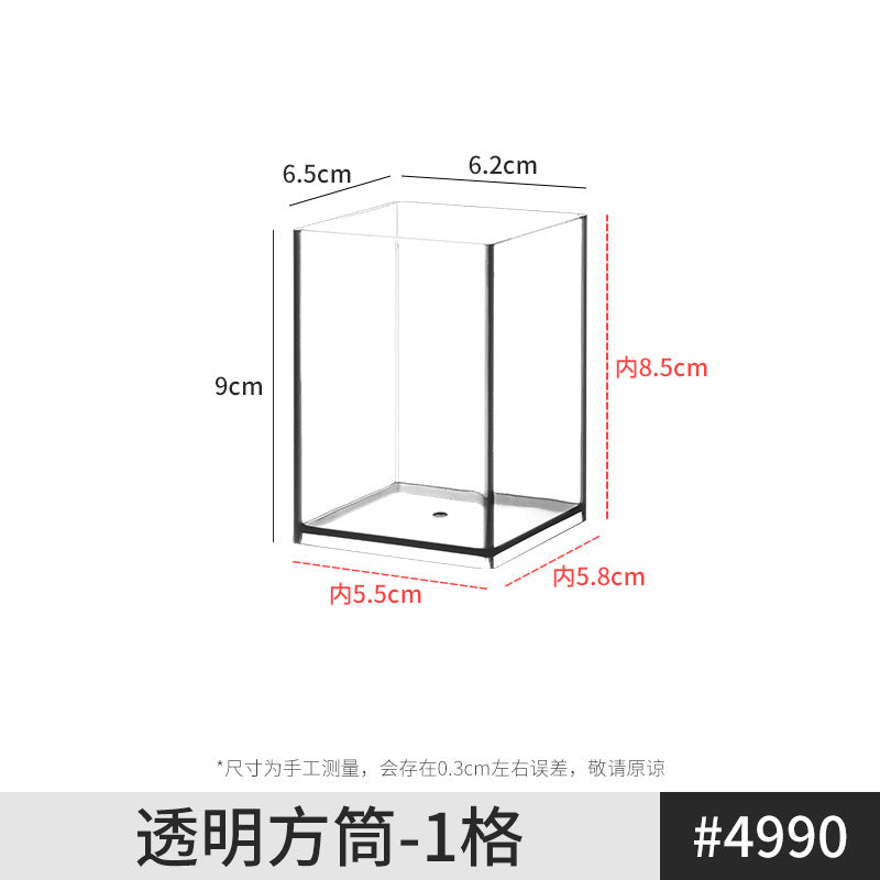 Pen Holder Desktop Stationery Storage Box Transparent Acrylic Multifunctional Student Pen Holder Office Note Pad Organizer Box