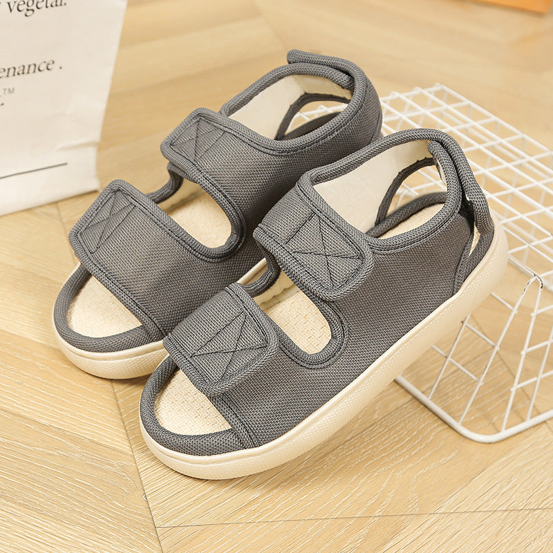 Fat Feet Wide Feet Adjustable Linen Sandals Foreign Trade Outer Wear Holes Old Men's Shoes Thick Sole Casual Walking plus size for Men and Women