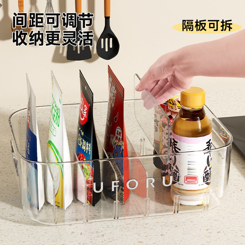 Seasoning Storage Box Household Kitchen Large Capacity Plastic Storage Box Multifunctional Sub-format Cabinet Sundries Storage Rack
