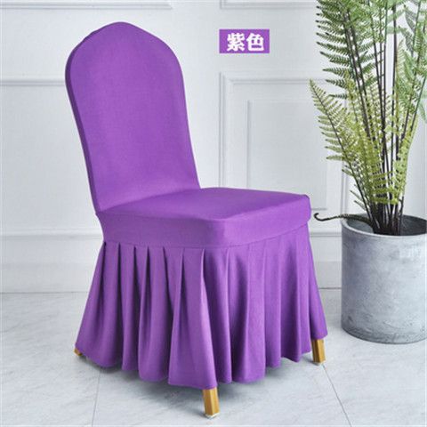 Solid Color All-Inclusive Elastic Pleated Skirt Chair Cover Hotel Wedding Banquet Household Universal Skirt Stool Cover