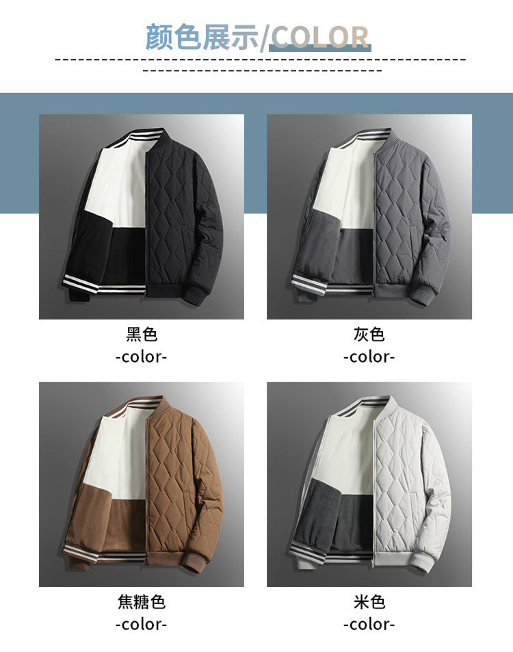 Double-sided stand collar cotton-padded jacket jacket men's winter fleece-lined thickened cotton-padded jacket fashion brand relaxed-fit warm bread suit for lovers