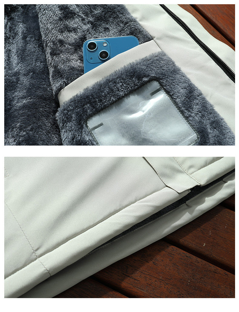 Winter Windproof Jacket Men's Hooded Cotton Work Jacket Cotton Coat Fleece-Lined Thickeneded Warm Autumn and Winter Men's Jacket
