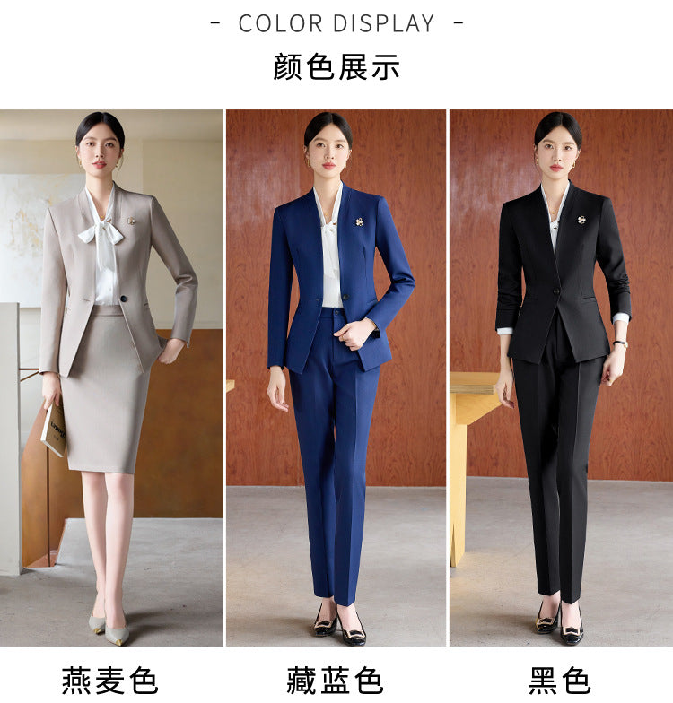 High-End Spring & Fall Hotel Front Desk Professional Wear Long-Sleeved Sales Department Reception 4S Store Sales Consultant Fashion Suit Suit