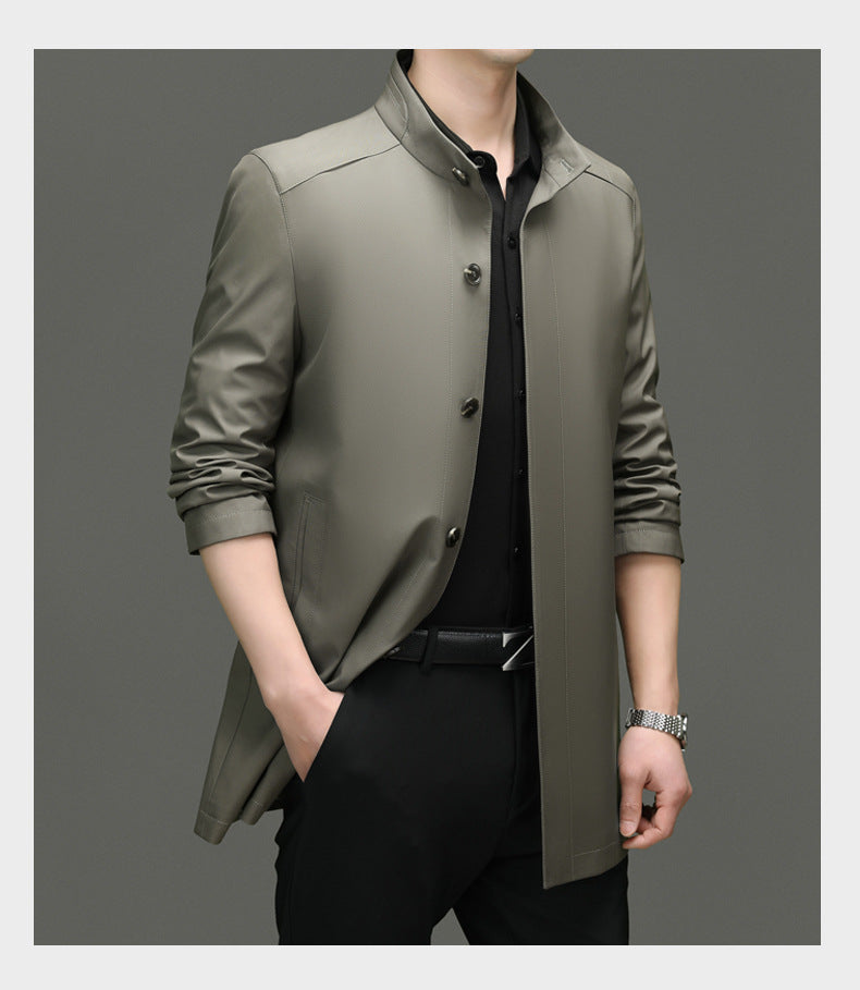 Is the brand of middle-aged and elderly men's windbreaker coat 2024 new winter stand collar long business dad cotton-padded jacket