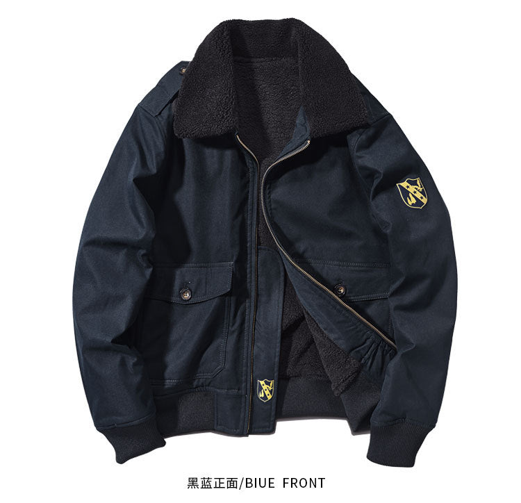 Factory direct winter plus velvet men's cotton-padded overalls cotton-padded jacket coat fur collar thickened pilot cotton-padded jacket 89K16