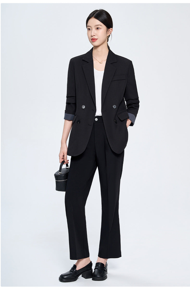 Cross-Border Gray Blazer for Women, New Spring and Autumn Style, Professional Formal Wear, Light Workplace Workwear, High-End Suit Set