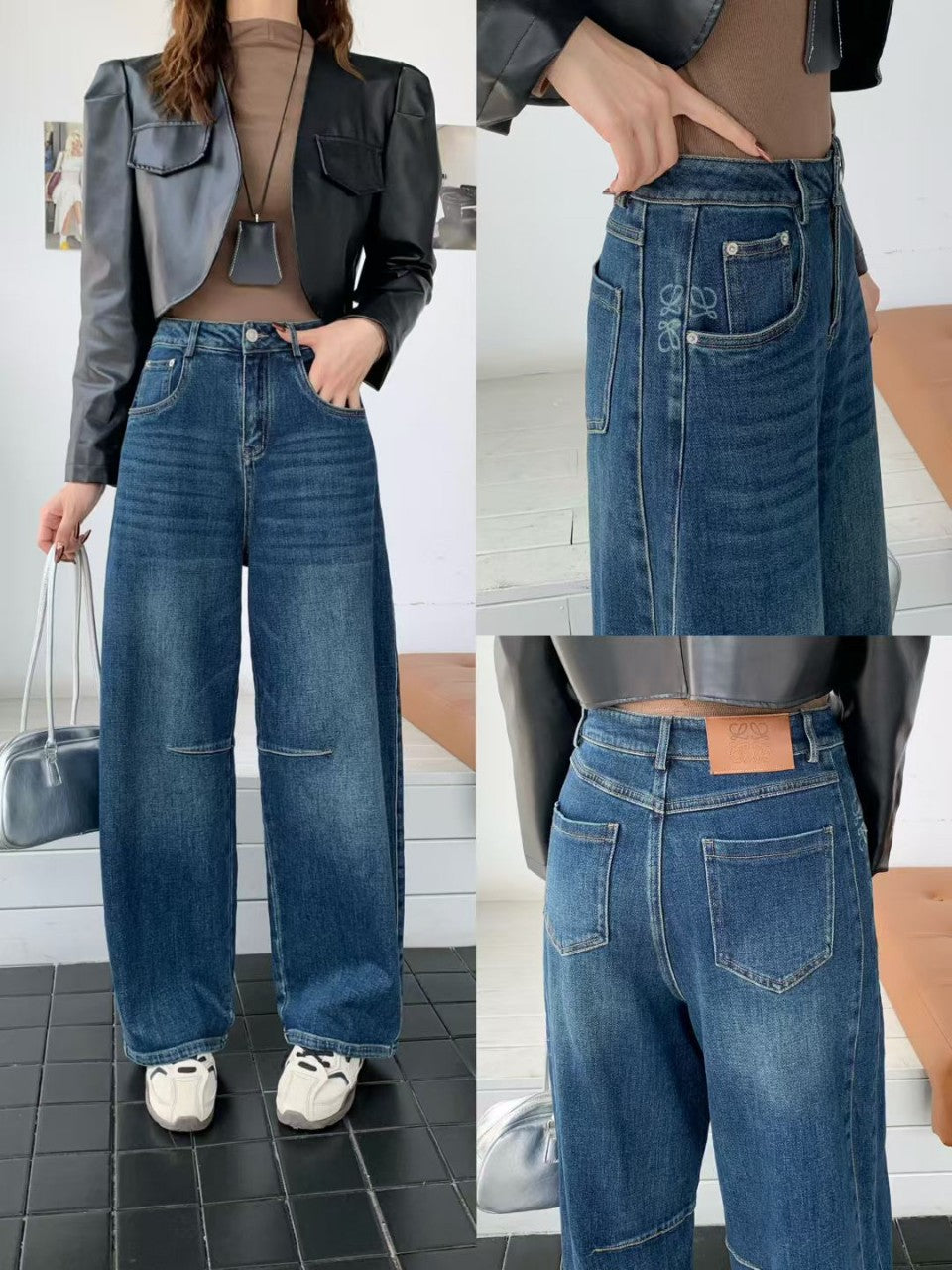 Yang Mi's Same Style Jeans, New Style, Simple, Fashionable, Versatile, Slimming and Leg-Lengthening Straight Jeans for Women