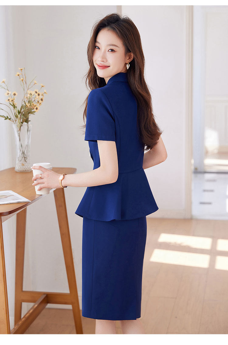 Short-Sleeved Suit Women's Summer 2025 New Classy Formal Hotel Jewelry Front Desk Professional Elegant Work Clothes