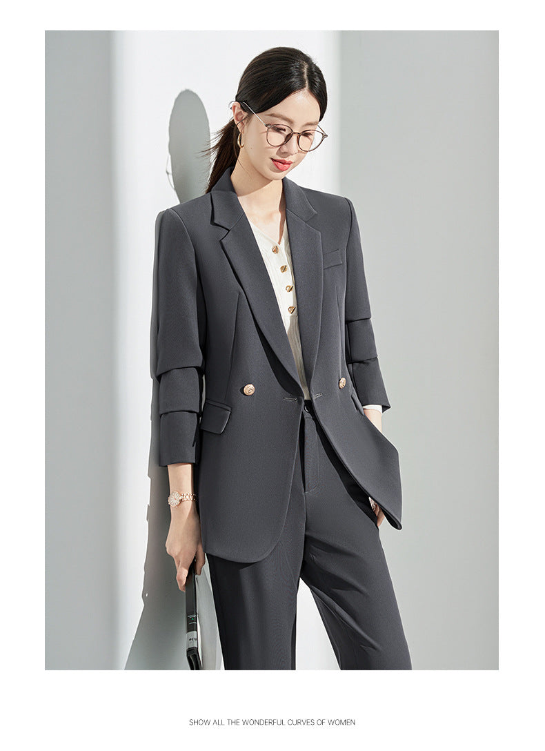 Gray Suit Women's Formal Wear 2025 New Spring & Fall Small High-End Elegant Professional Suit Work Clothes